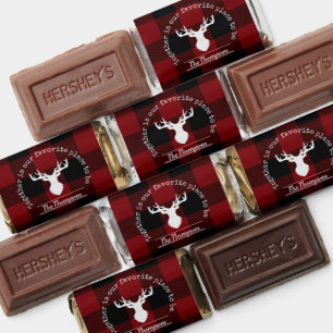 Red and Black Buffalo Plaid Family Name Hershey's Miniatures