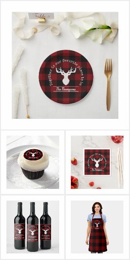 Red and Black Buffalo Plaid Family Party Supplies