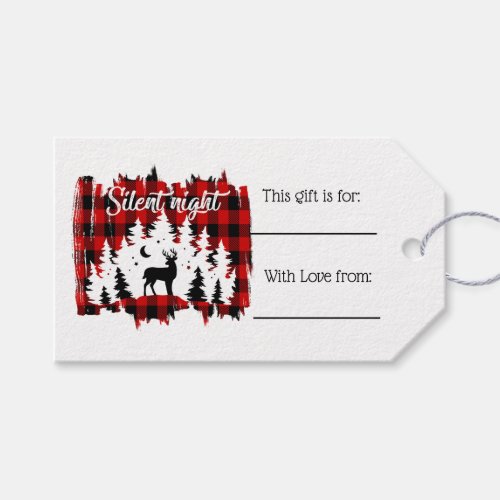 Red and Black Buffalo Plaid Forest Gift Tags