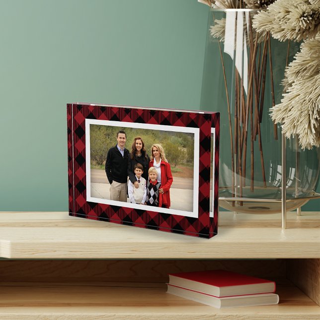 Red and Black Buffalo Plaid Frame Photo Block (Creator Uploaded)
