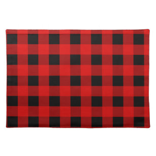 Red and Black Buffalo Plaid Holiday gingham      C Cloth Placemat