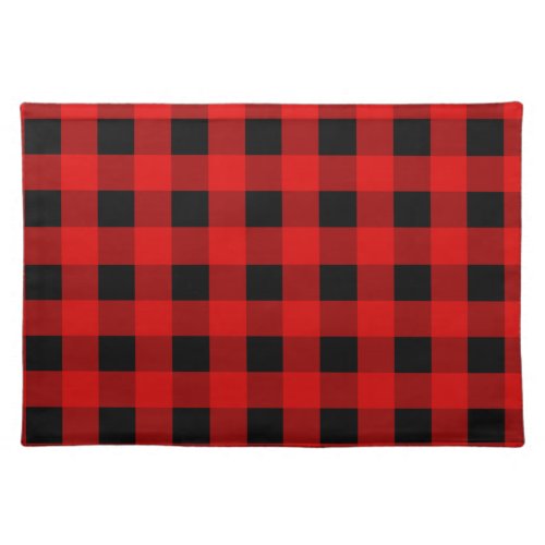 Red and Black Buffalo Plaid Holiday gingham      C Cloth Placemat