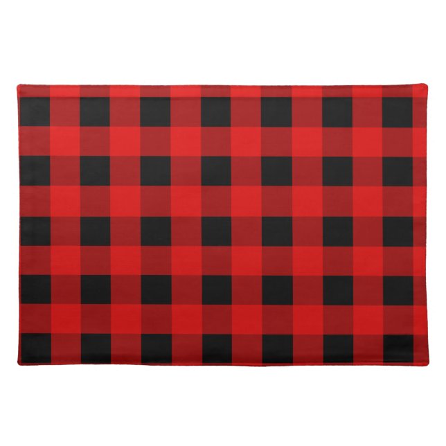 Red and Black Buffalo Plaid Holiday gingham      C Cloth Placemat (Front)