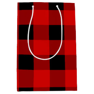 Red and Black Buffalo Plaid Holiday gingham Medium Gift Bag