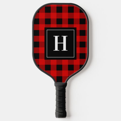 Red and Black Buffalo Plaid Holiday gingham   Pickleball Paddle