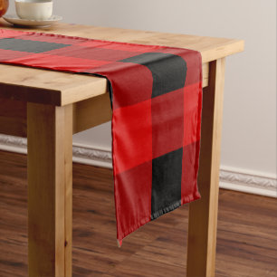 Red and Black Buffalo Plaid Holiday gingham Short Table Runner
