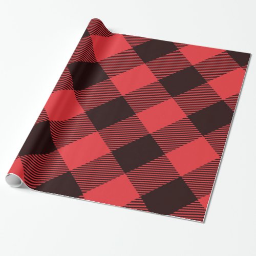 Red And Black Buffalo Plaid Holiday Wrapping Paper