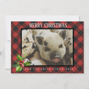 Red and Black Buffalo Plaid Holidays Photo Card
