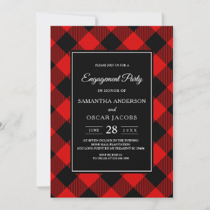 Red And Black Buffalo Plaid Invitation