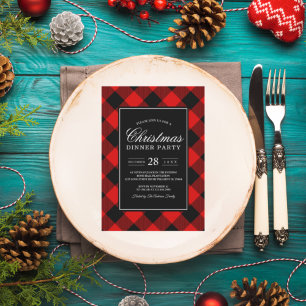 Red And Black Buffalo Plaid Invitation