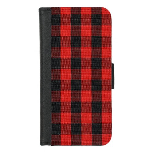 Red and Black Buffalo Plaid iPhone 8/7 Wallet Case