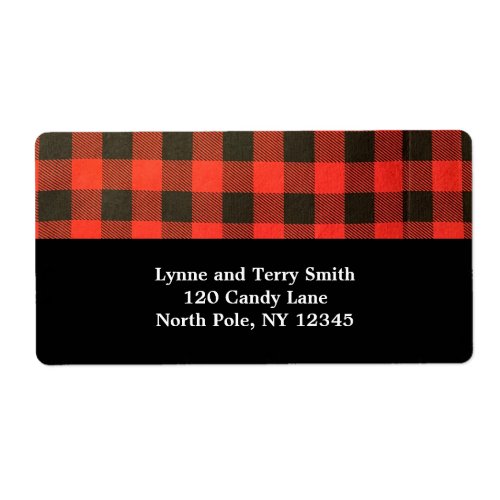 Red and Black Buffalo Plaid Label