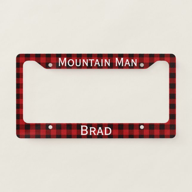 Red and Black Buffalo Plaid License Plate Frame (Front)