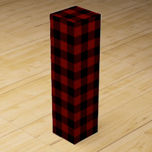 Red and Black Buffalo Plaid   Lumberjack Plaid Wine Box