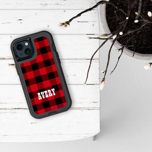 Red and Black Buffalo Plaid iPhone 13 Case