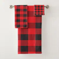 Black & White Buffalo Gingham Checkered Plaid Bath Towel Set, Zazzle