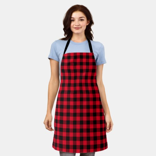 Red and Black Buffalo Plaid Pattern Holiday Apron