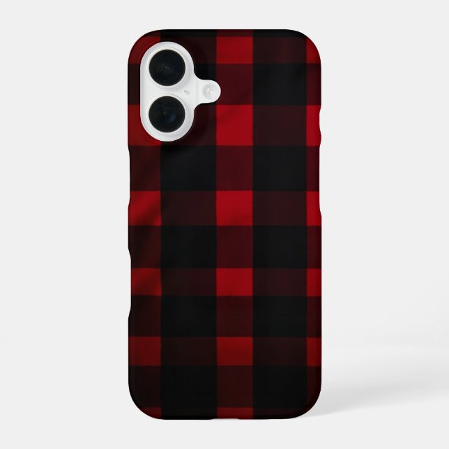 Red and Black Buffalo Plaid Pattern iPhone Case (Back)