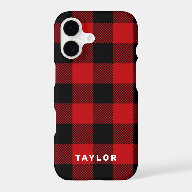 Red and Black Buffalo Plaid Personalized Case-Mate iPhone Case (Back)