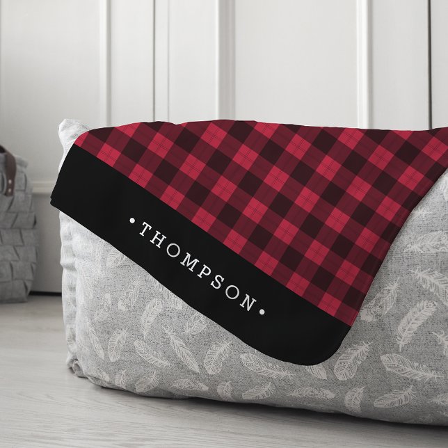 Red and Black Buffalo Plaid Personalized Sherpa Blanket (Creator Uploaded)