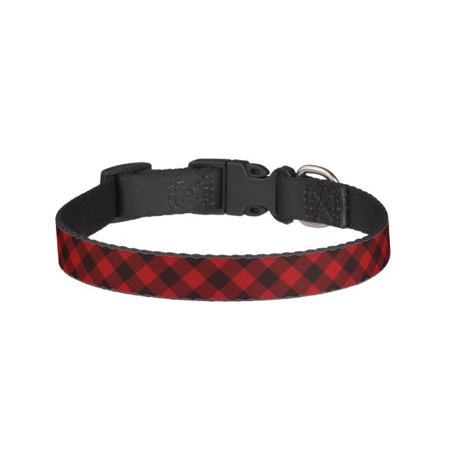 Red and Black Buffalo Plaid Pet Collar (Front)