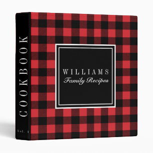 Red and Black Buffalo Plaid Recipe Cookbook 3 Ring Binder