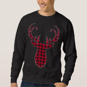 Red and Black Buffalo Plaid Reindeer Christmas Dee Sweatshirt