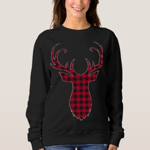 Red and Black Buffalo Plaid Reindeer Christmas Dee Sweatshirt