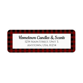 Red and Black Buffalo Plaid Rustic Business Label