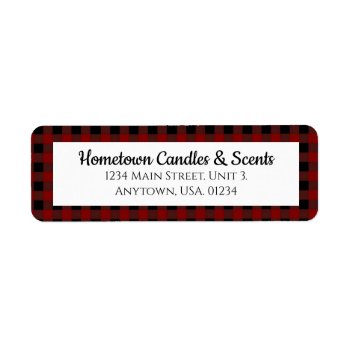 Red And Black Buffalo Plaid Rustic Business Label by csinvitations at Zazzle