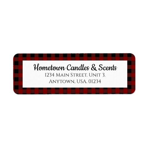 Red and Black Buffalo Plaid Rustic Business Label