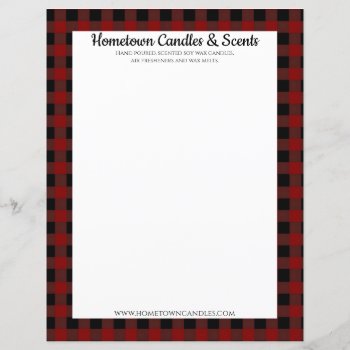 Red And Black Buffalo Plaid Rustic Business Paper by csinvitations at Zazzle
