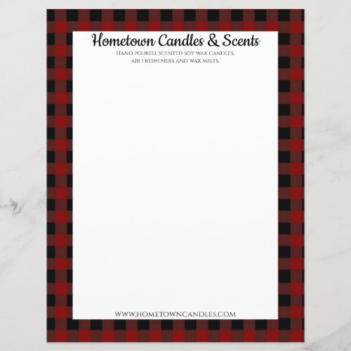 Red and Black Buffalo Plaid Rustic Business Paper