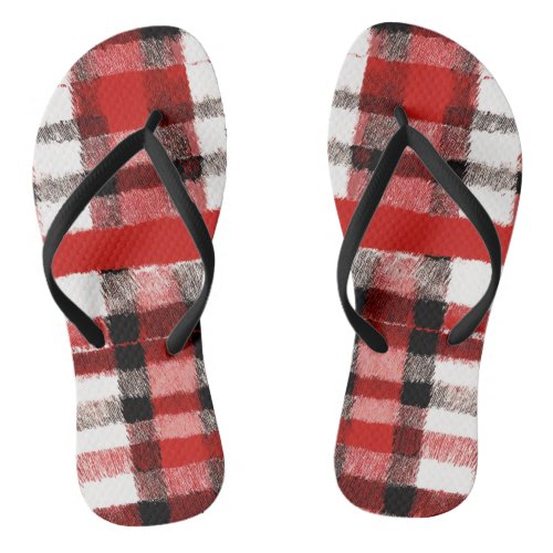 red and black buffalo plaid seamless pattern flip flops