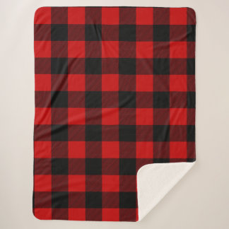 Red and Black Buffalo Plaid Sherpa Blanket