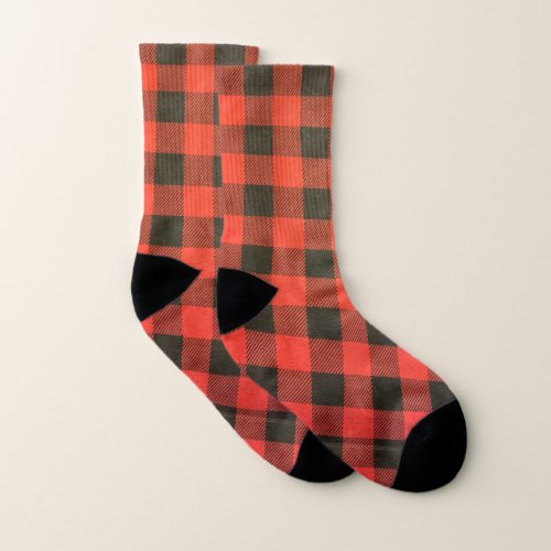 Red and Black Buffalo Plaid Socks