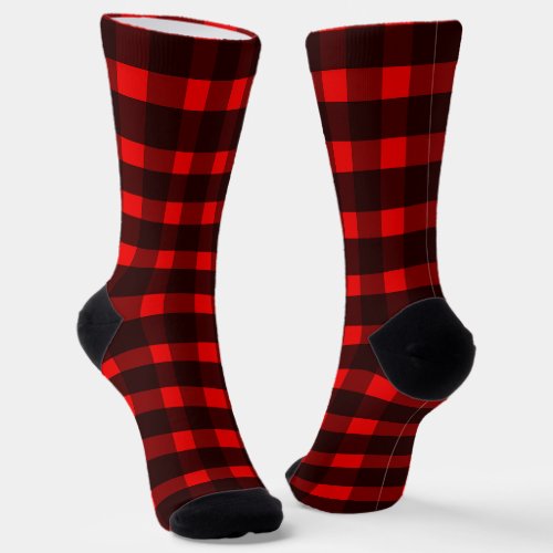 Red and Black Buffalo Plaid Socks