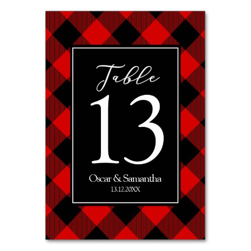 Red And Black Buffalo Plaid  Table Number