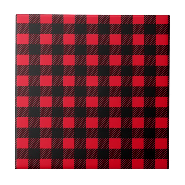 Red and Black Buffalo Plaid Tile (Front)