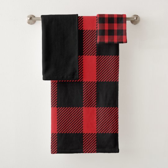Red and Black Buffalo Plaid Towel Set Zazzle
