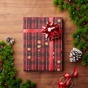 Red and black buffalo plaid wrapping paper