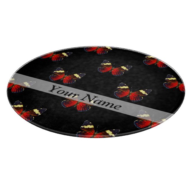 Red and black butterfly pattern cutting board (Corner)