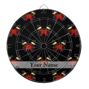 Red and black butterfly pattern dartboard