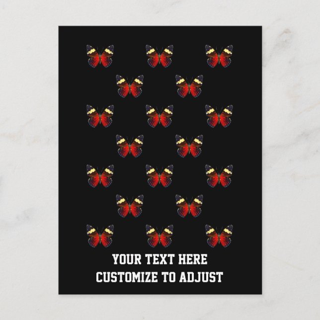 Red and black butterfly pattern postcard (Front)