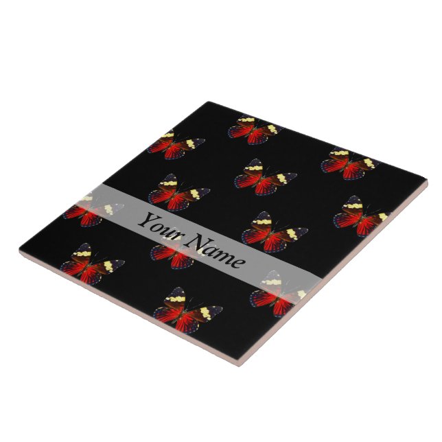 Red and black butterfly pattern tile (Side)