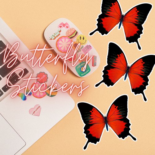 Red and Black Butterfly Sticker