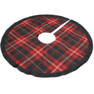 Red and Black Cabin Plaid Brushed Polyester Tree Skirt