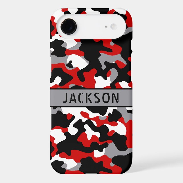 Red and Black Camouflage Personalized Case-Mate iPhone Case (Back)