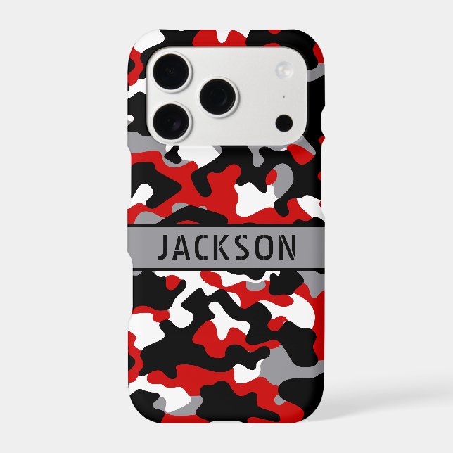 Red and Black Camouflage Personalized Case-Mate iPhone Case (Back)
