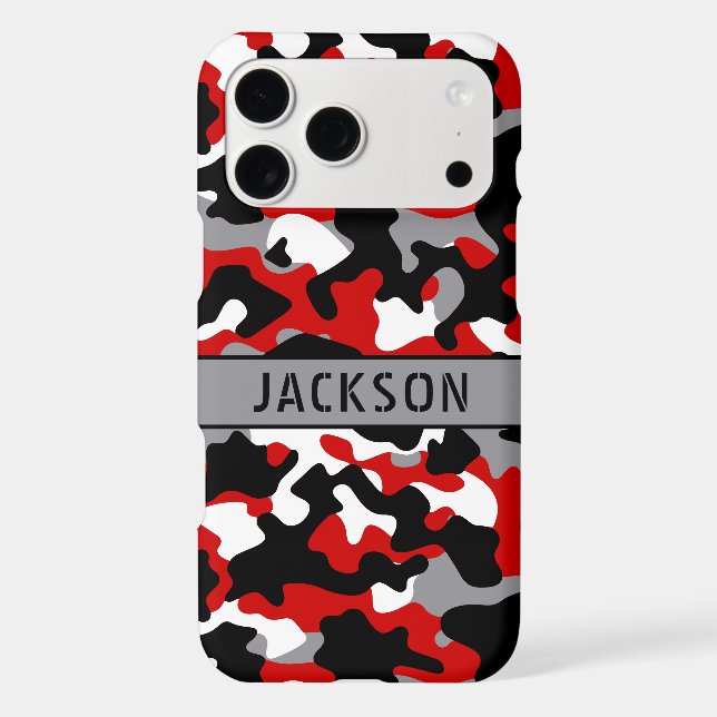 Red and Black Camouflage Personalized Case-Mate iPhone Case (Back)